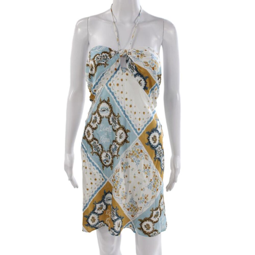 Reformation Women Light Blue Silk Geometric Sundress Size 6